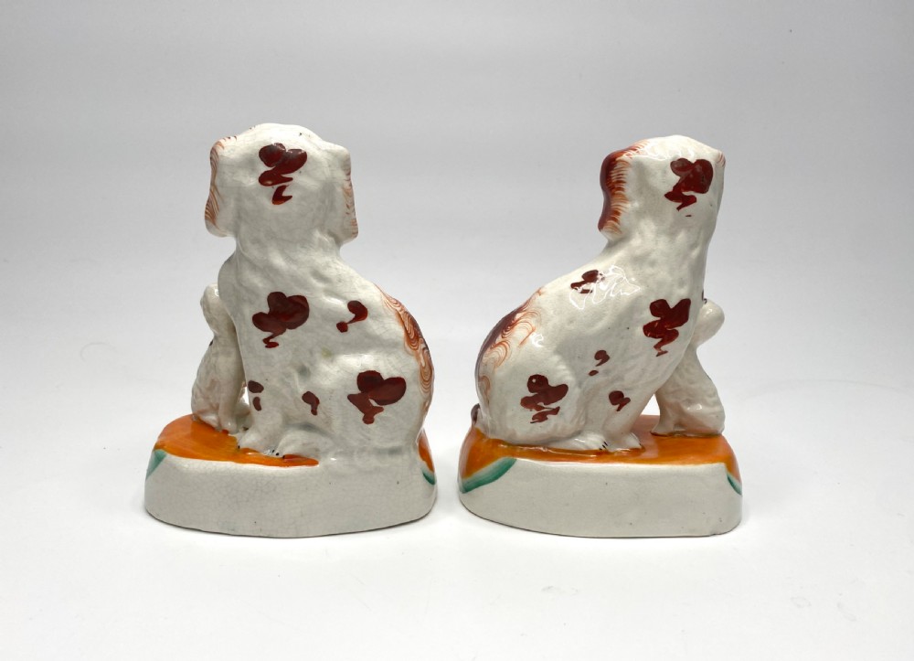 Pair Staffordshire Spaniels with puppies, c. 1850. View V
