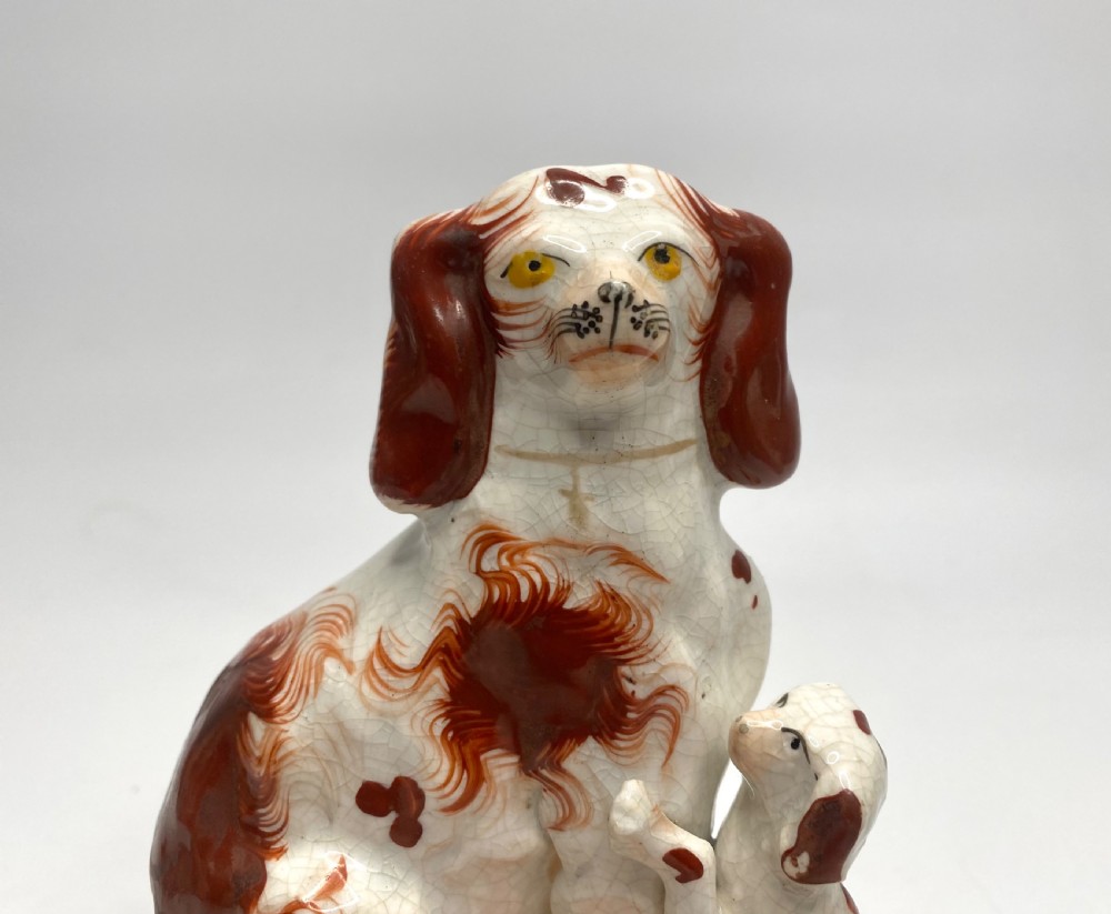 Pair Staffordshire Spaniels with puppies, c. 1850. View VI