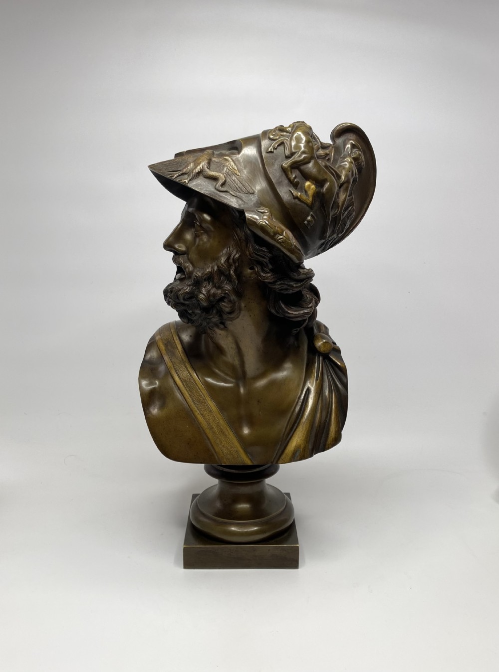 French bronze bust of Ajax, after Pierre Puget, 19th C. View II