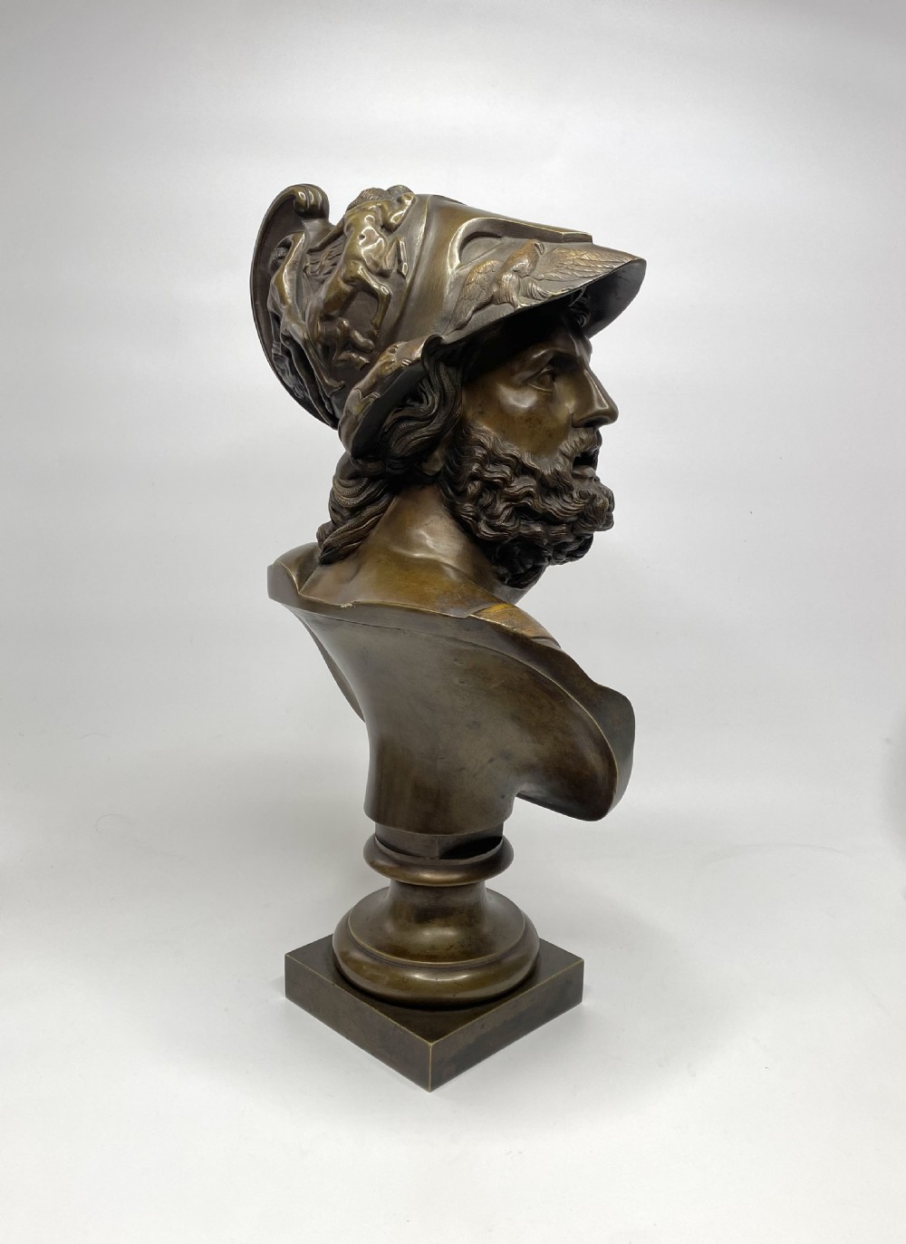 French bronze bust of Ajax, after Pierre Puget, 19th C. View III