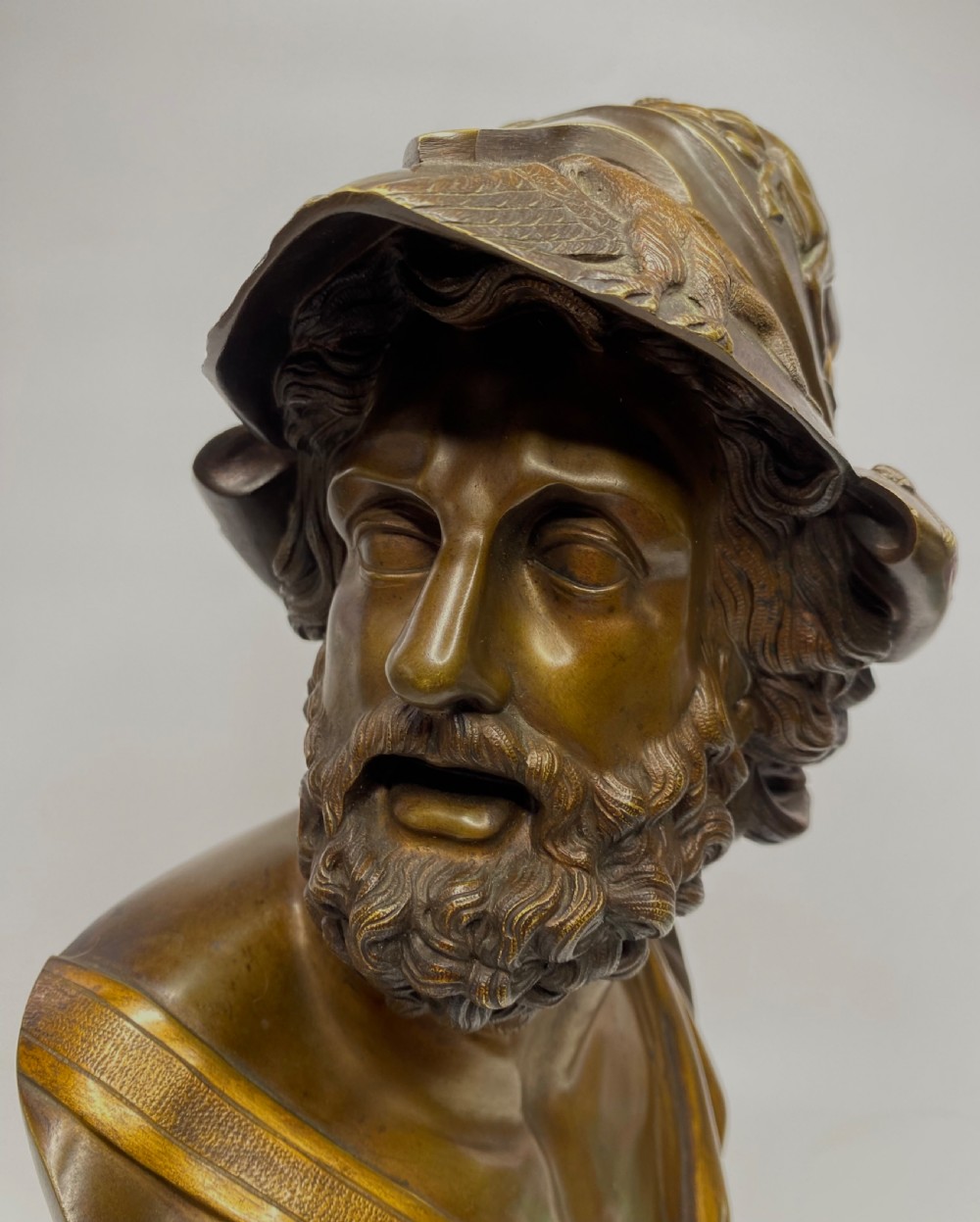 French bronze bust of Ajax, after Pierre Puget, 19th C. View V