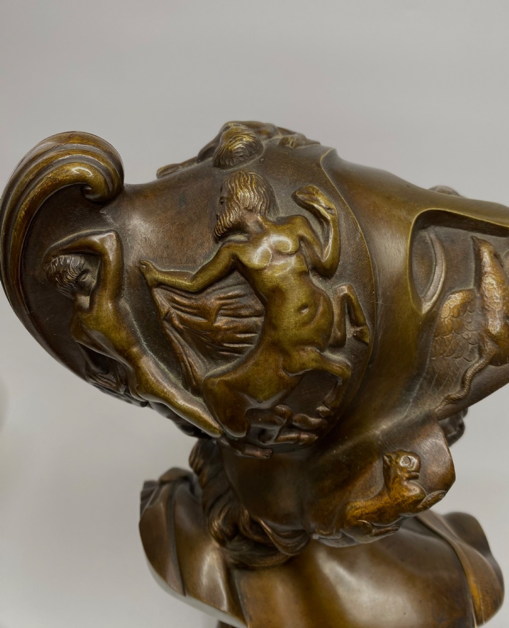 French bronze bust of Ajax, after Pierre Puget, 19th C. View VI