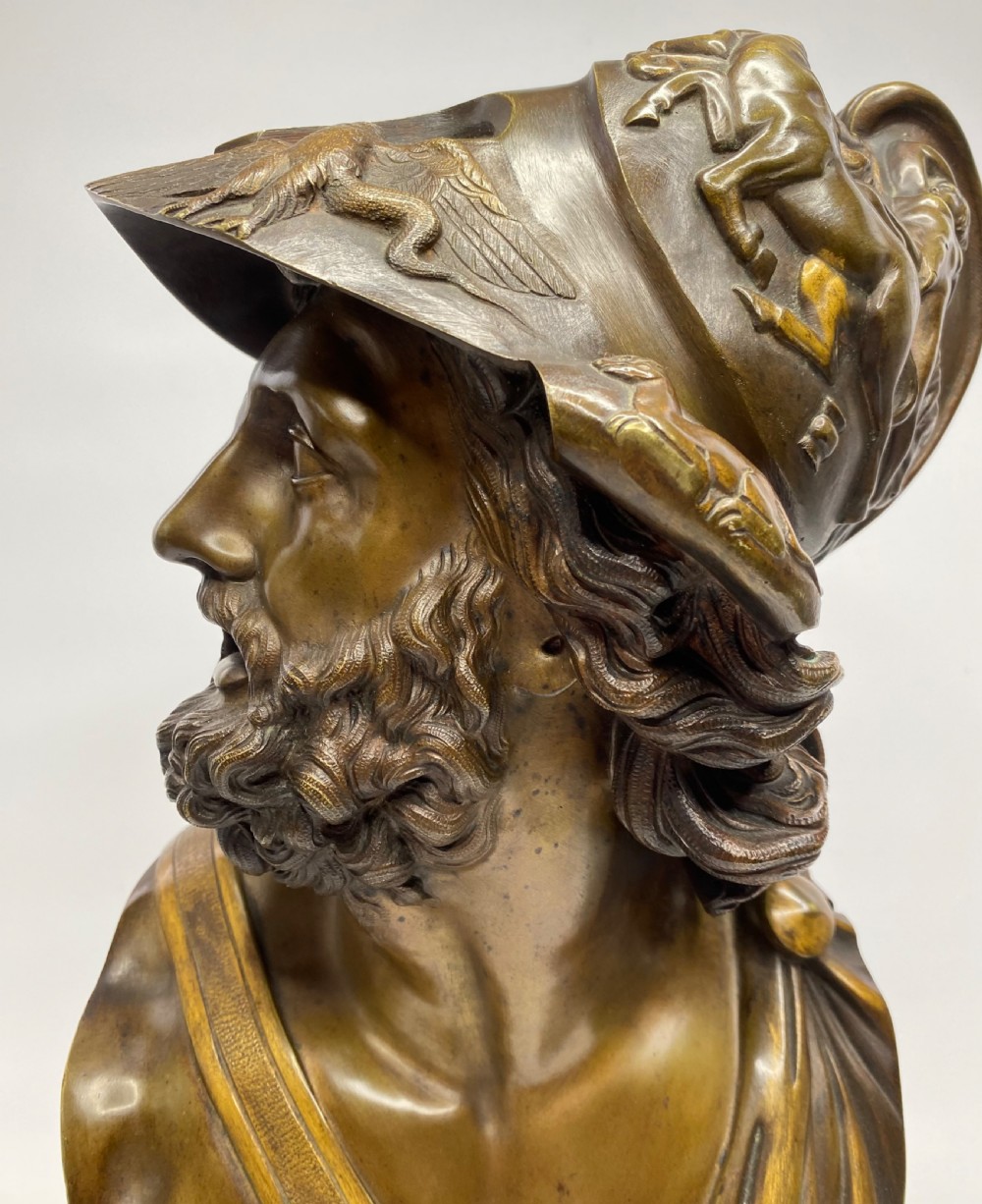 French bronze bust of Ajax, after Pierre Puget, 19th C. View XIII