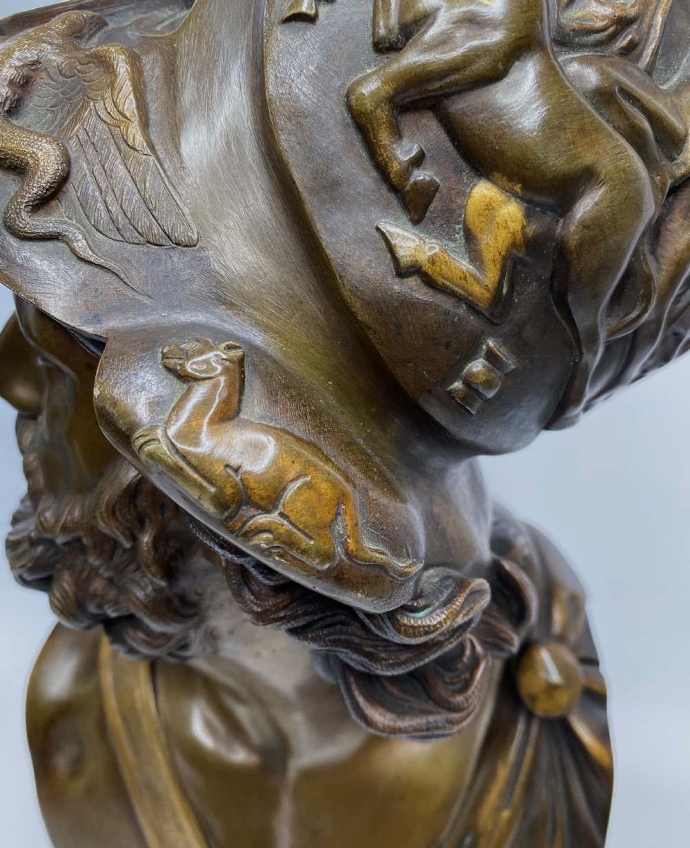 French bronze bust of Ajax, after Pierre Puget, 19th C. View XVI