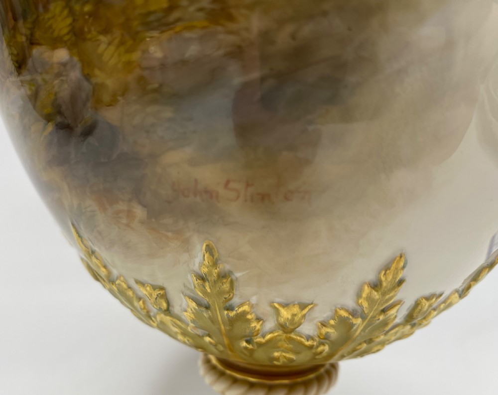 Royal Worcester vase, Highland Cattle, John Stinton, d. 1912. View IV