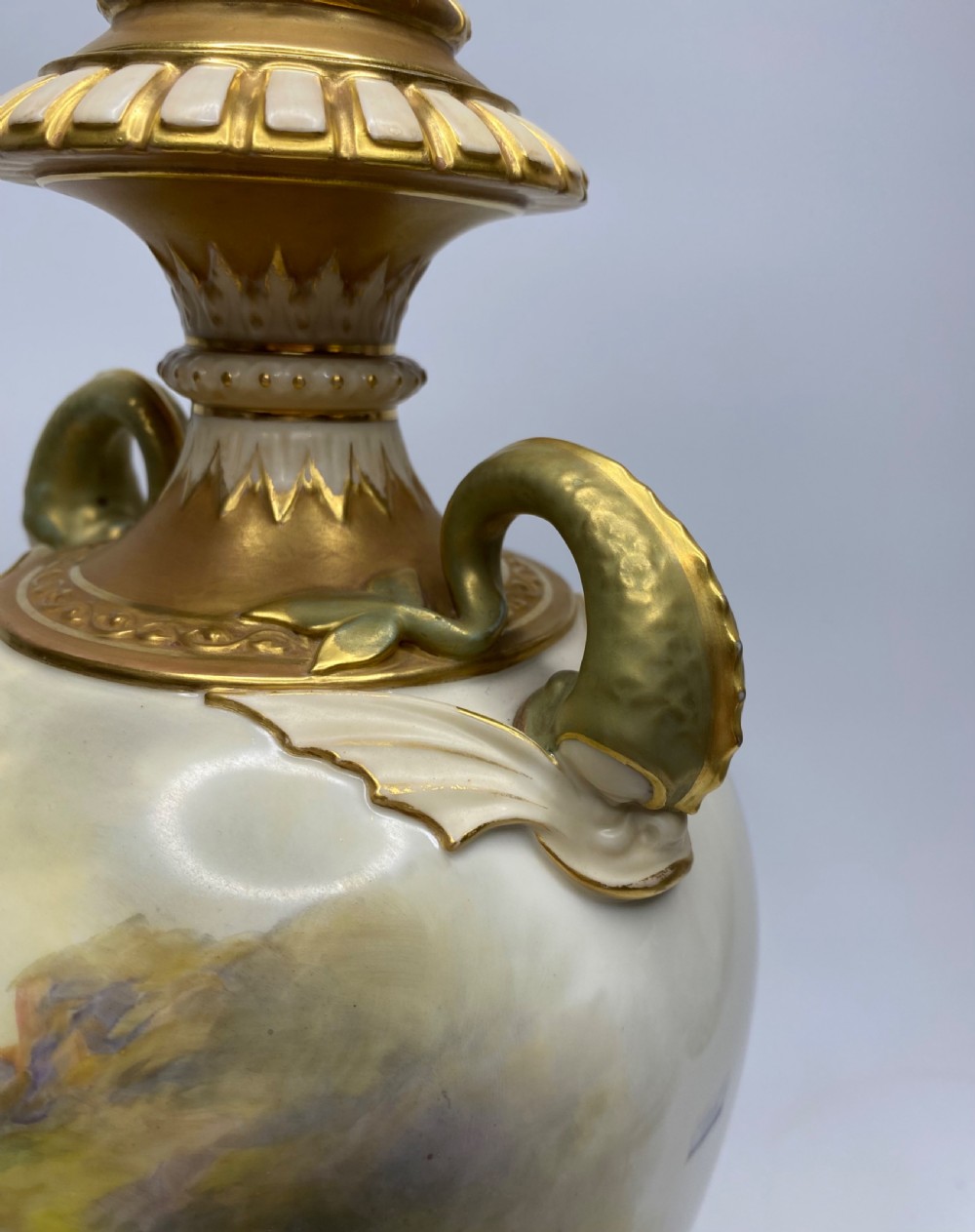 Royal Worcester vase, Highland Cattle, John Stinton, d. 1912. View V