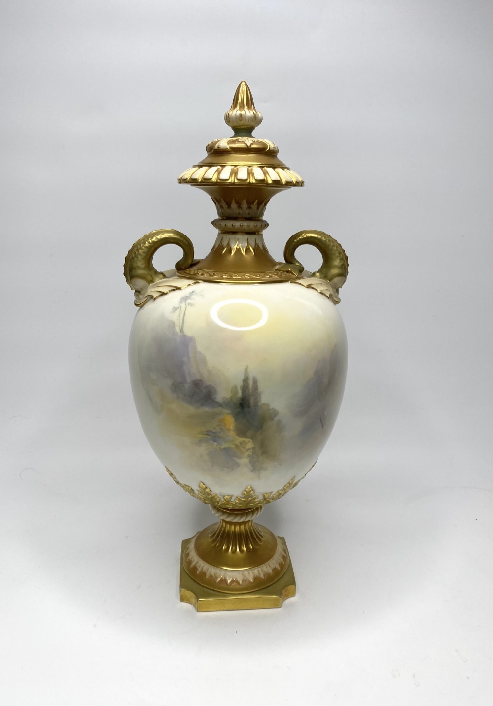 Royal Worcester vase, Highland Cattle, John Stinton, d. 1912. View VI
