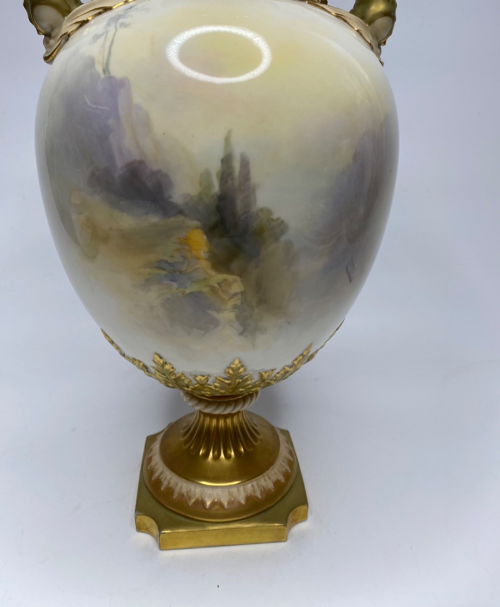 Royal Worcester vase, Highland Cattle, John Stinton, d. 1912. View VII