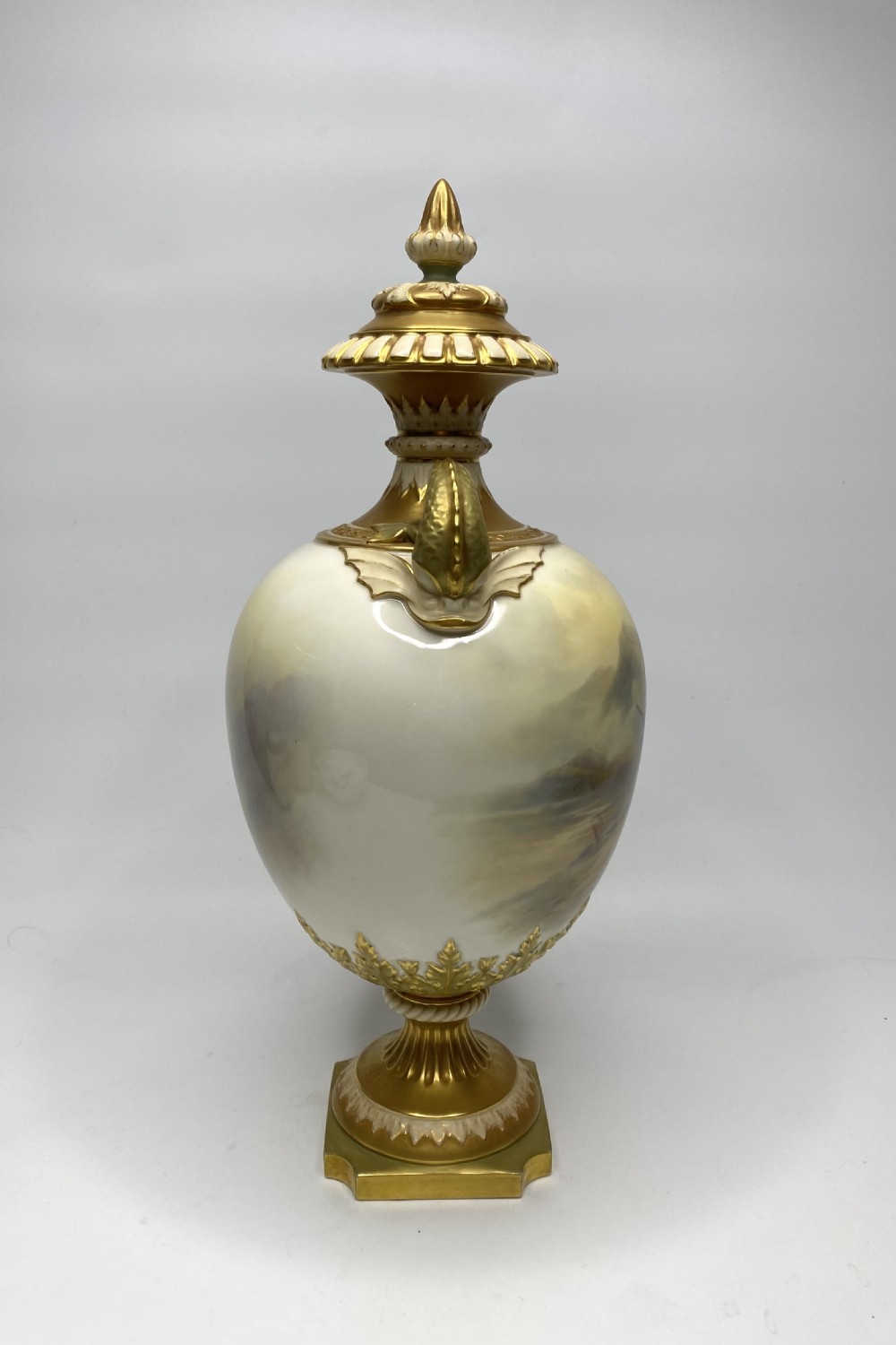 Royal Worcester vase, Highland Cattle, John Stinton, d. 1912. View VIII