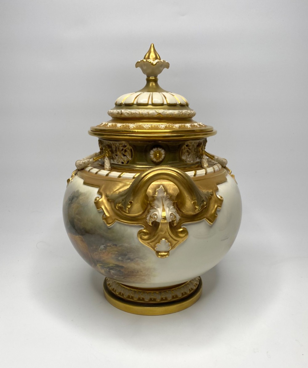 Royal Worcester bough pot, John Stinton, d. 1918. View V