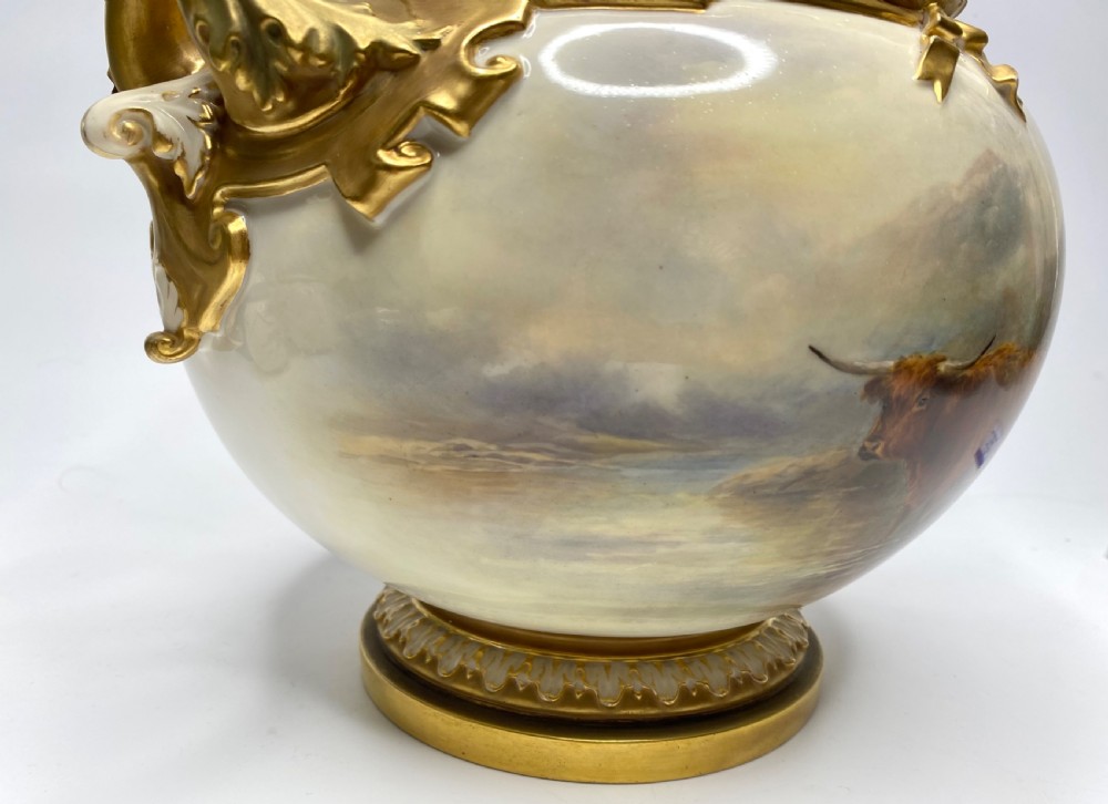 Royal Worcester bough pot, John Stinton, d. 1918. View VIII