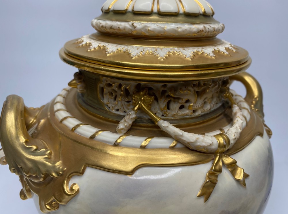 Royal Worcester bough pot, John Stinton, d. 1918. View IX