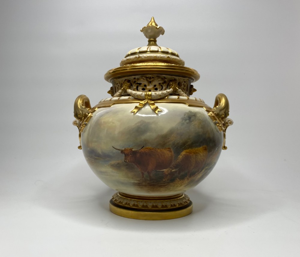 Royal Worcester bough pot, John Stinton, d. 1918. View XI