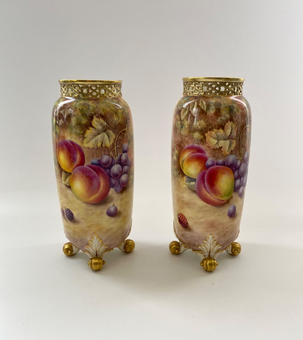 Royal Worcester Fruit vases, D.J.Scyner.