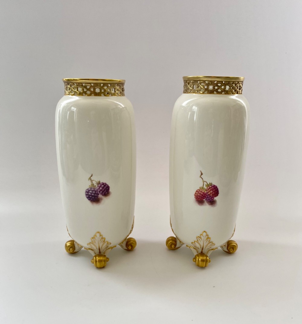 Royal Worcester Fruit vases, D.J.Scyner. View II
