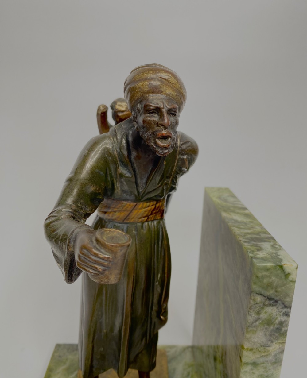 Arab street vendors, cold painted bronze figures, Bruno Zach, c. 1920. View VIII