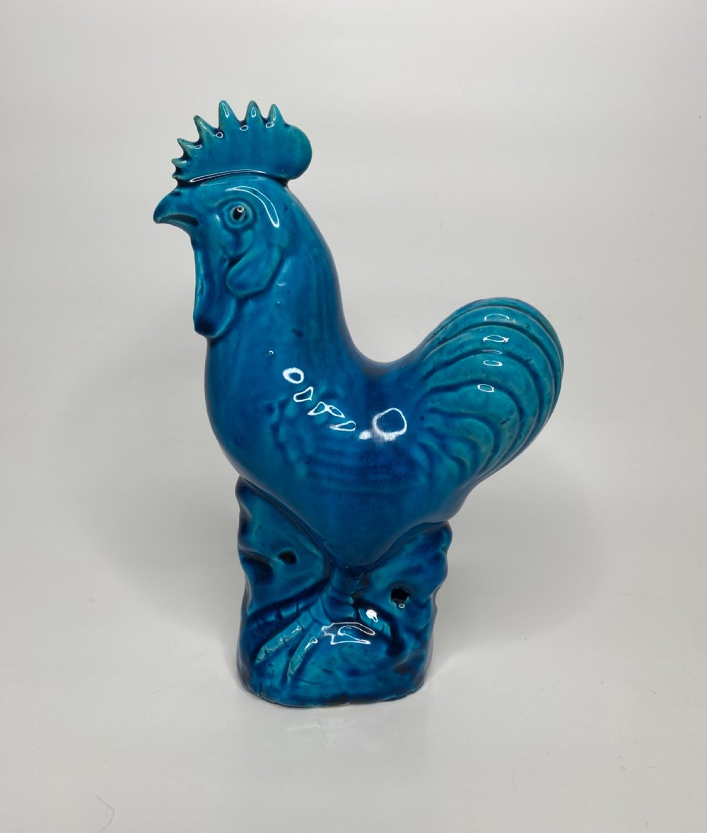 Pair Chinese porcelain cockerels, c. 1880, Qing Dynasty. View III