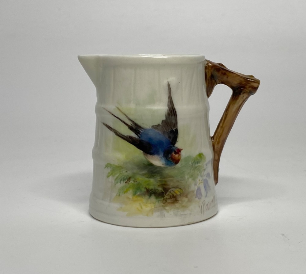 Royal Worcester jug, Swallow, Walter Powell, d.1934.