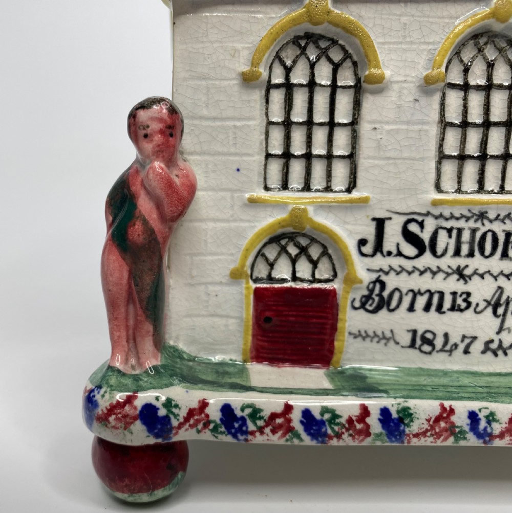Pratt Wesleyan Chapel money box, Mexborough Pottery, dated 1847. View VI