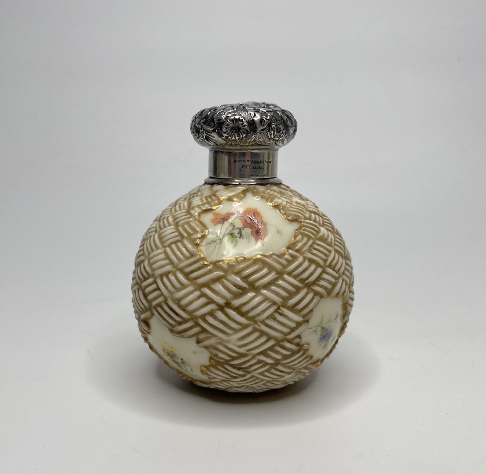 Royal Worcester perfume bottle, Black Starr & Frost silver mounts, c. 1890. View II
