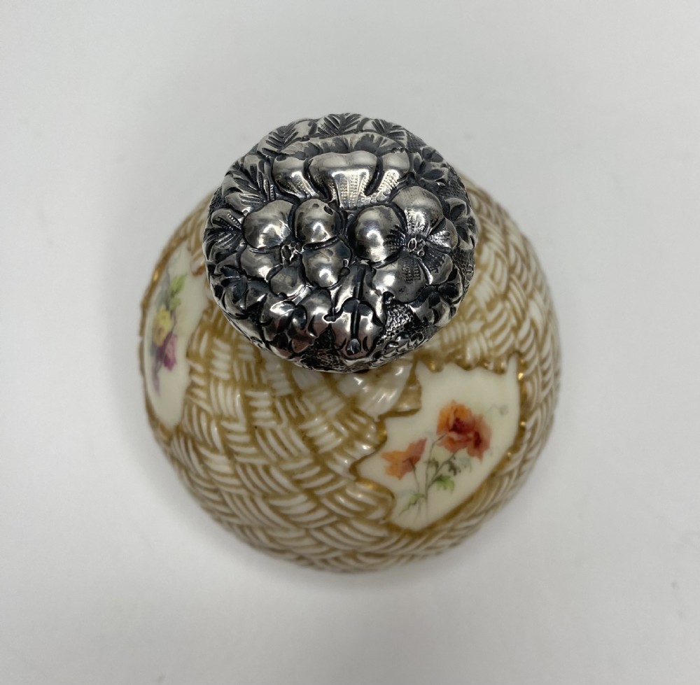 Royal Worcester perfume bottle, Black Starr & Frost silver mounts, c. 1890. View VI