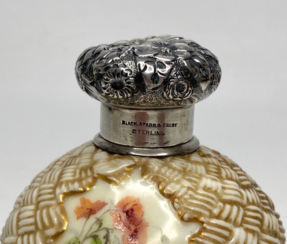 Royal Worcester perfume bottle, Black Starr & Frost silver mounts, c. 1890. View VII