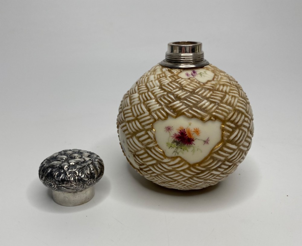 Royal Worcester perfume bottle, Black Starr & Frost silver mounts, c. 1890. View XI