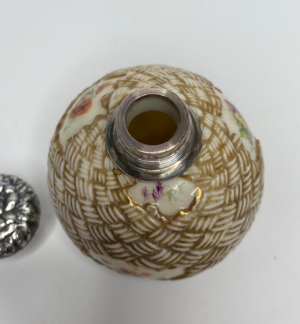 Royal Worcester perfume bottle, Black Starr & Frost silver mounts, c. 1890. View XII
