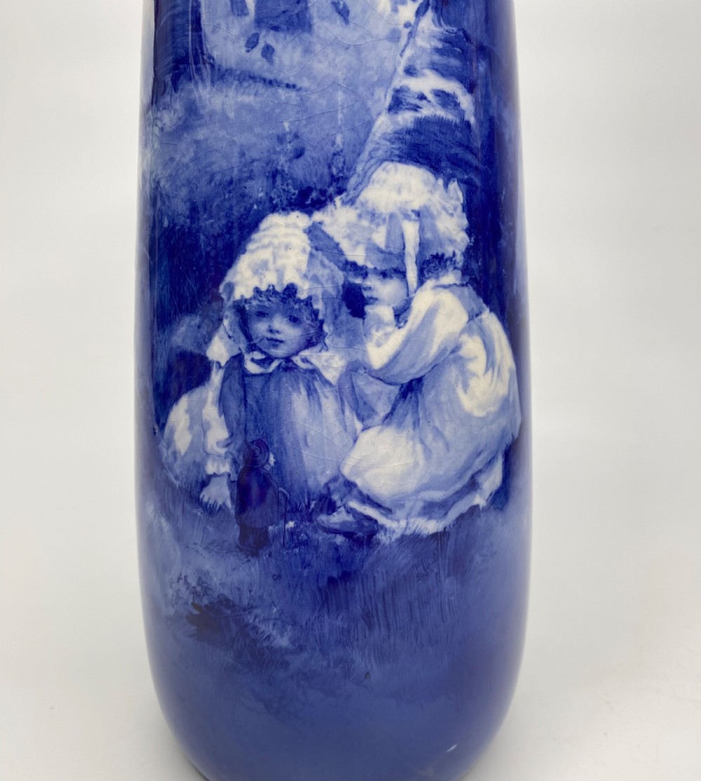 Pair Royal Doulton Blue Children vases, c. 1900. View VI