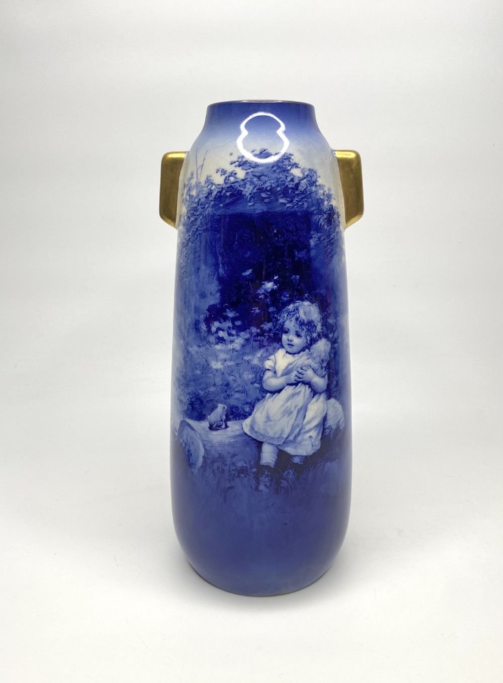 Pair Royal Doulton Blue Children vases, c. 1900. View X