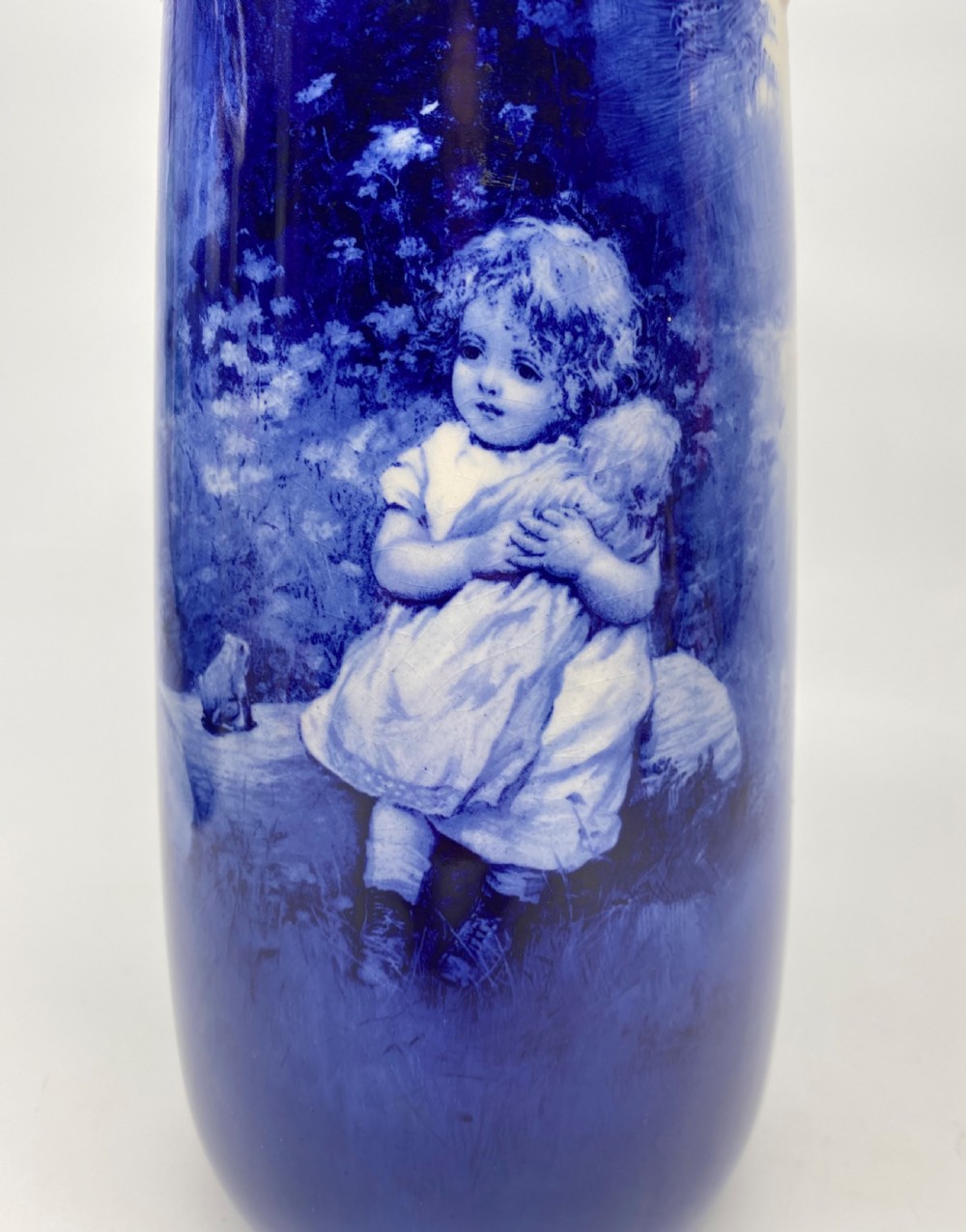 Pair Royal Doulton Blue Children vases, c. 1900. View XI