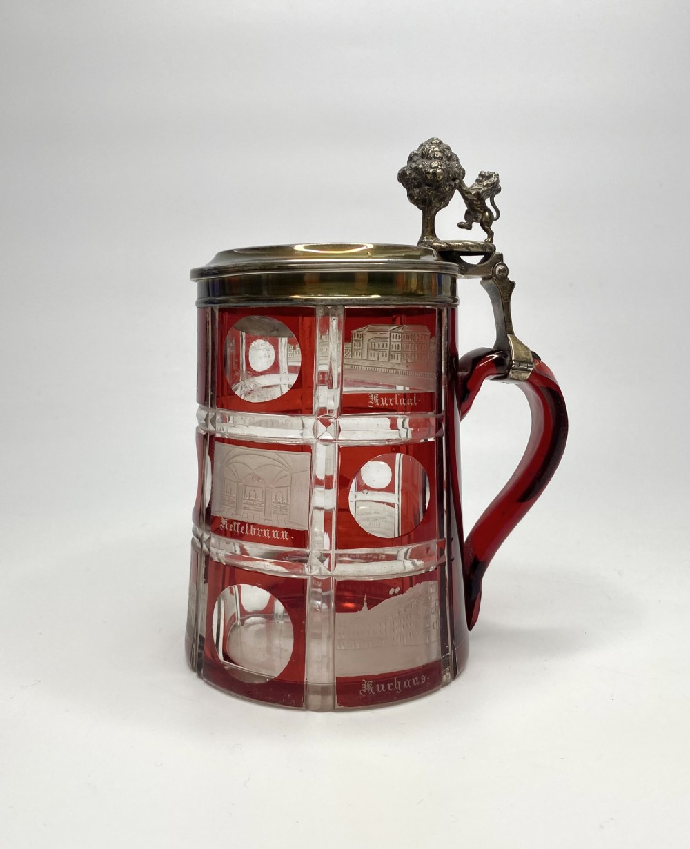 Bohemian Spa glass silver mounted tankard, d. 1860. View III