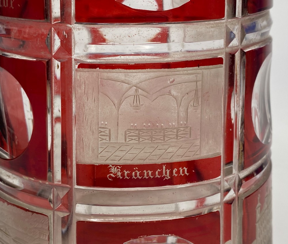 Bohemian Spa glass silver mounted tankard, d. 1860. View VIII
