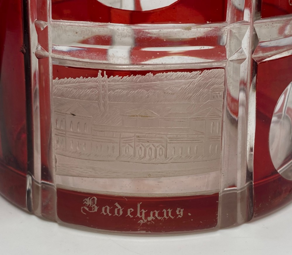 Bohemian Spa glass silver mounted tankard, d. 1860. View IX