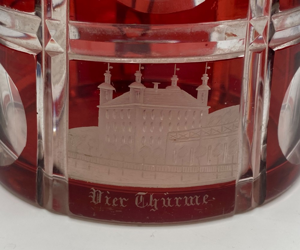 Bohemian Spa glass silver mounted tankard, d. 1860. View X