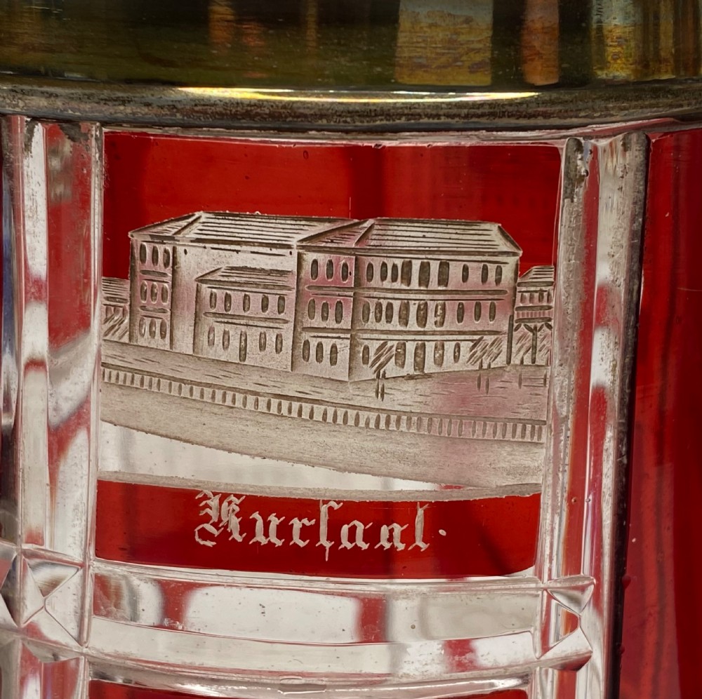 Bohemian Spa glass silver mounted tankard, d. 1860. View XI