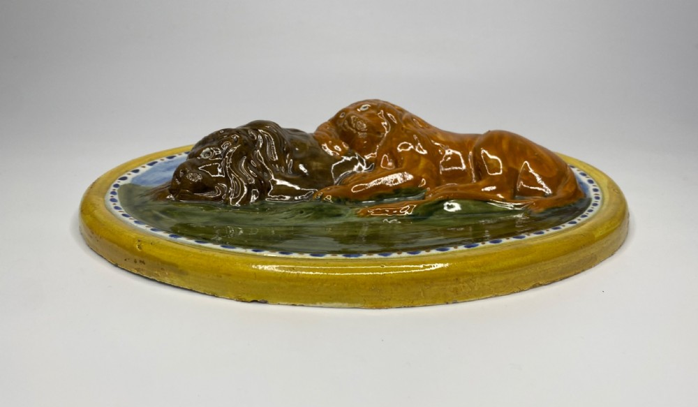 Prattware pottery ‘Lions’ plaque, c. 1810. Staffordshire. View IV