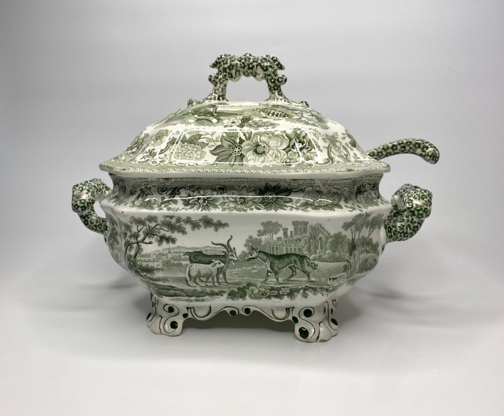 Copeland & Garrett ‘Aesops Fables’ tureen, cover & ladle, c. 1840.