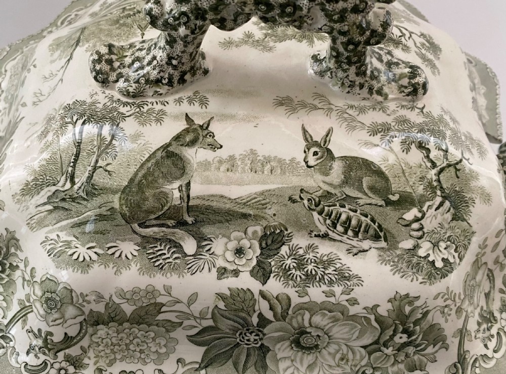 Copeland & Garrett ‘Aesops Fables’ tureen, cover & ladle, c. 1840. View V