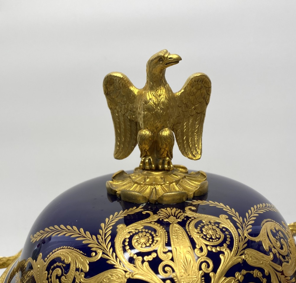 Sevres style Napoleon ormolu mounted pot pourri & cover, c. 1870. View III