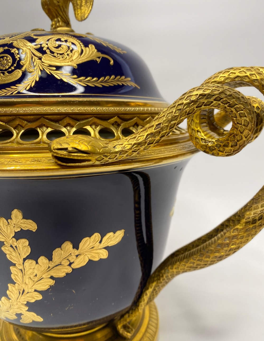 Sevres style Napoleon ormolu mounted pot pourri & cover, c. 1870. View V