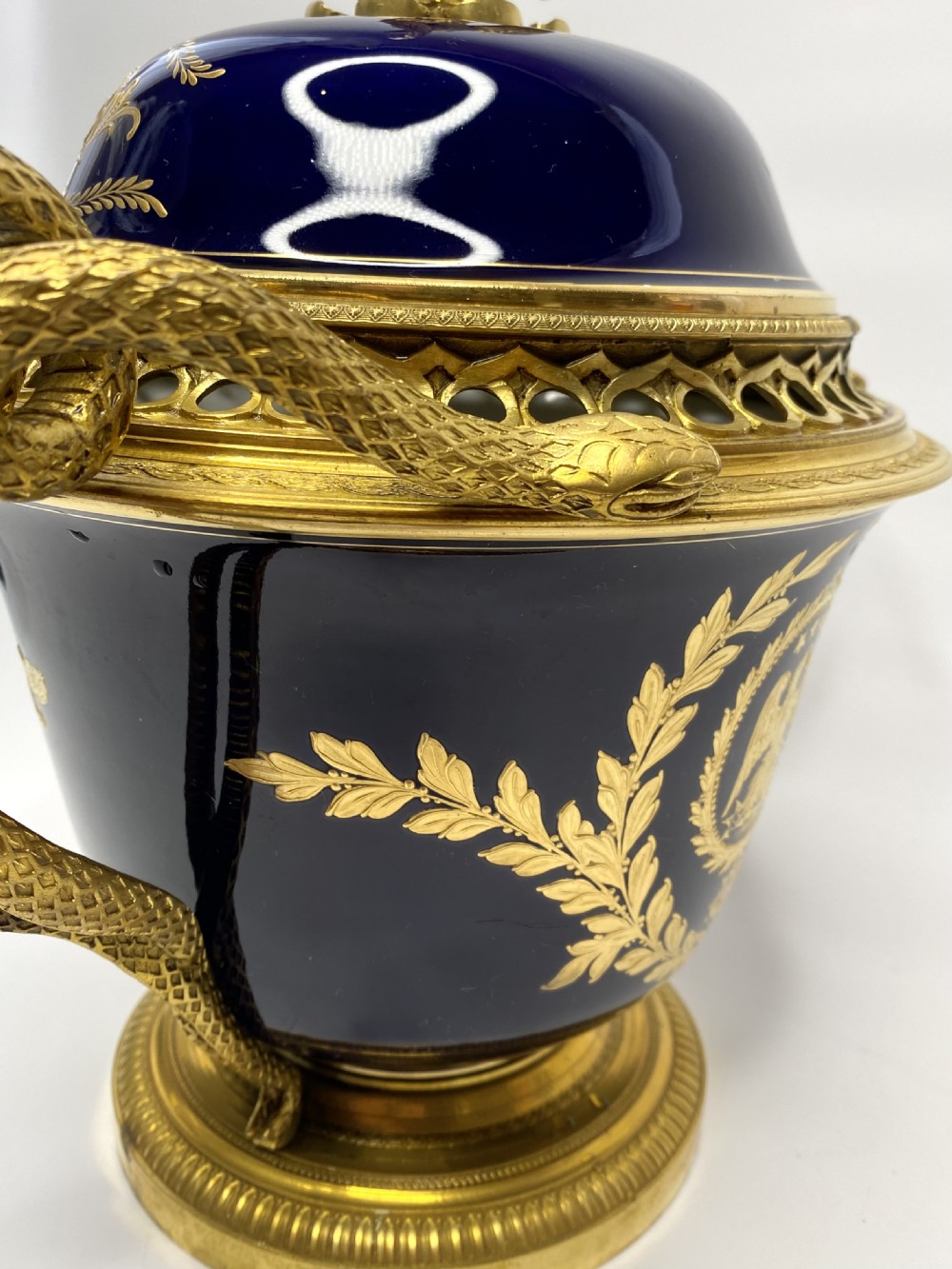 Sevres style Napoleon ormolu mounted pot pourri & cover, c. 1870. View VIII