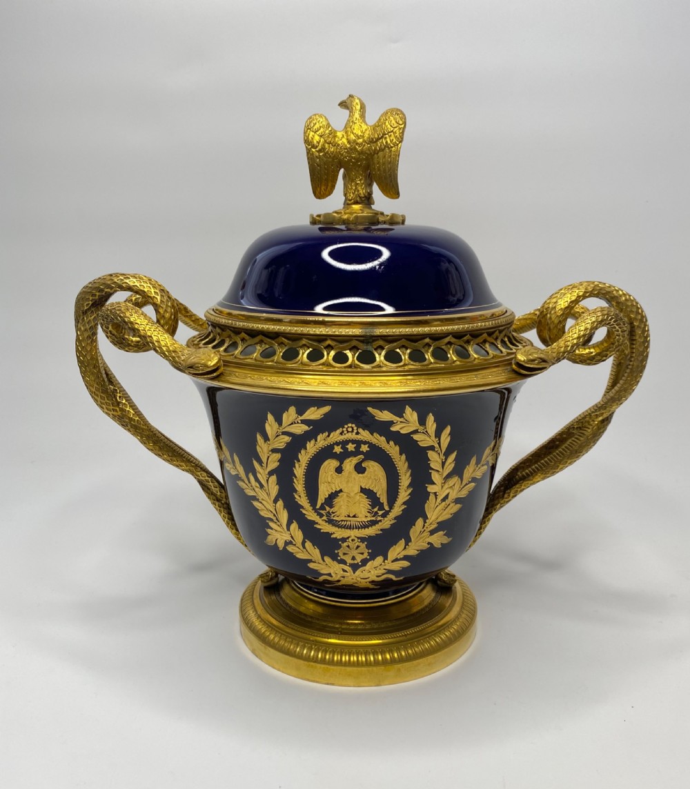 Sevres style Napoleon ormolu mounted pot pourri & cover, c. 1870. View IX