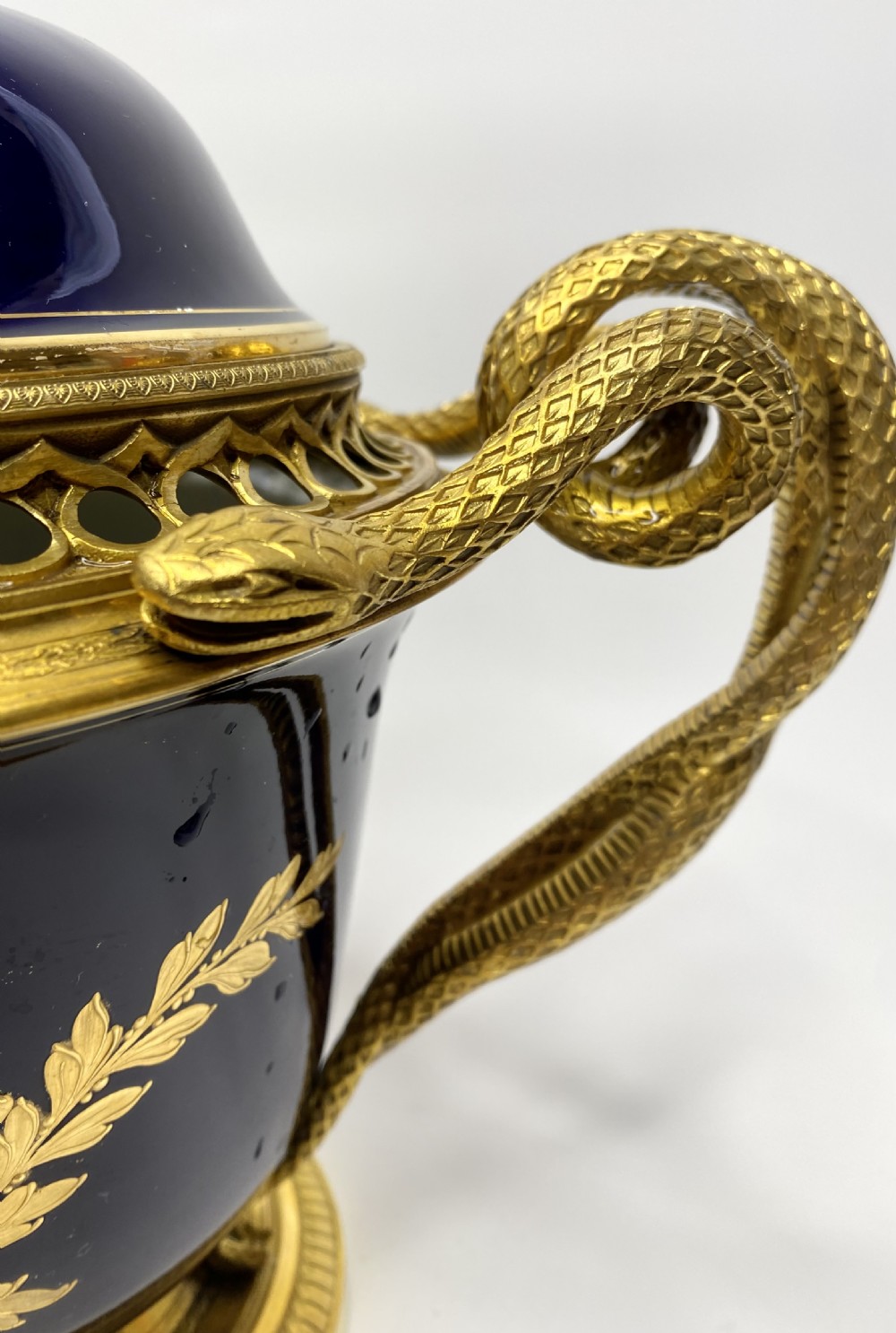 Sevres style Napoleon ormolu mounted pot pourri & cover, c. 1870. View XI