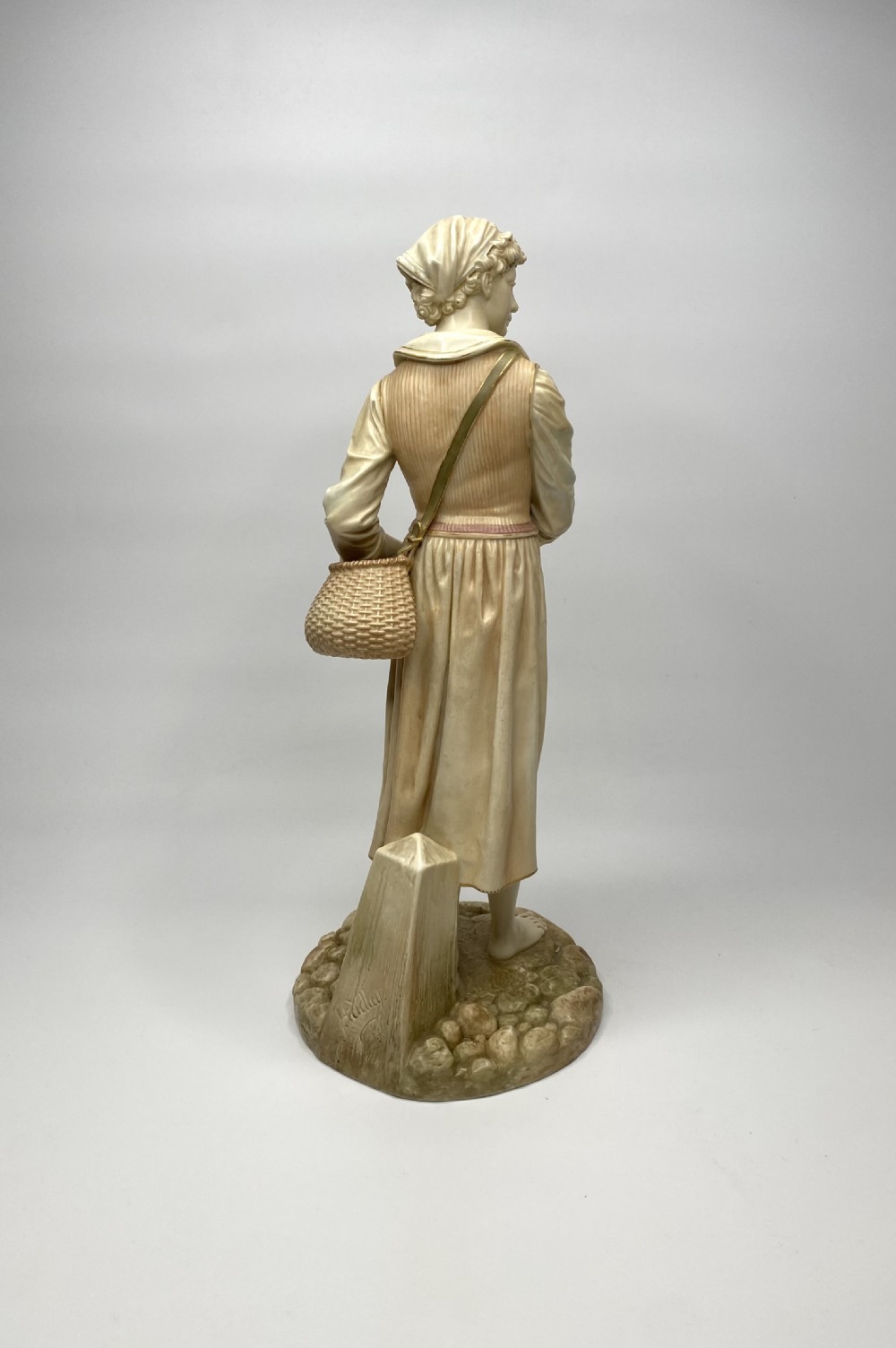 Royal Worcester French fisher girl, James Hadley, d. 1888. View III