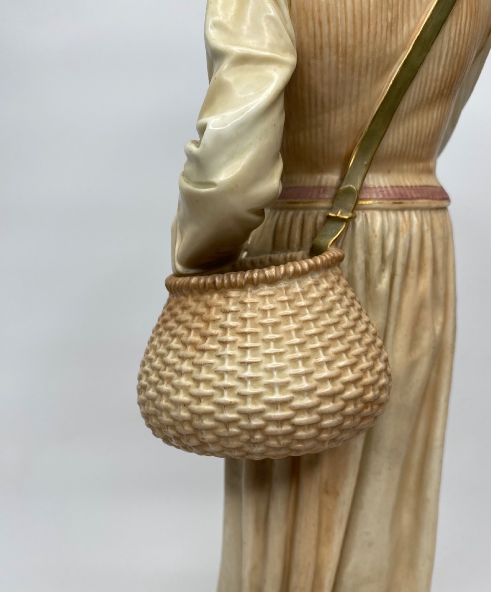 Royal Worcester French fisher girl, James Hadley, d. 1888. View V