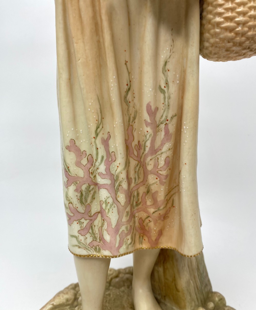 Royal Worcester French fisher girl, James Hadley, d. 1888. View VII