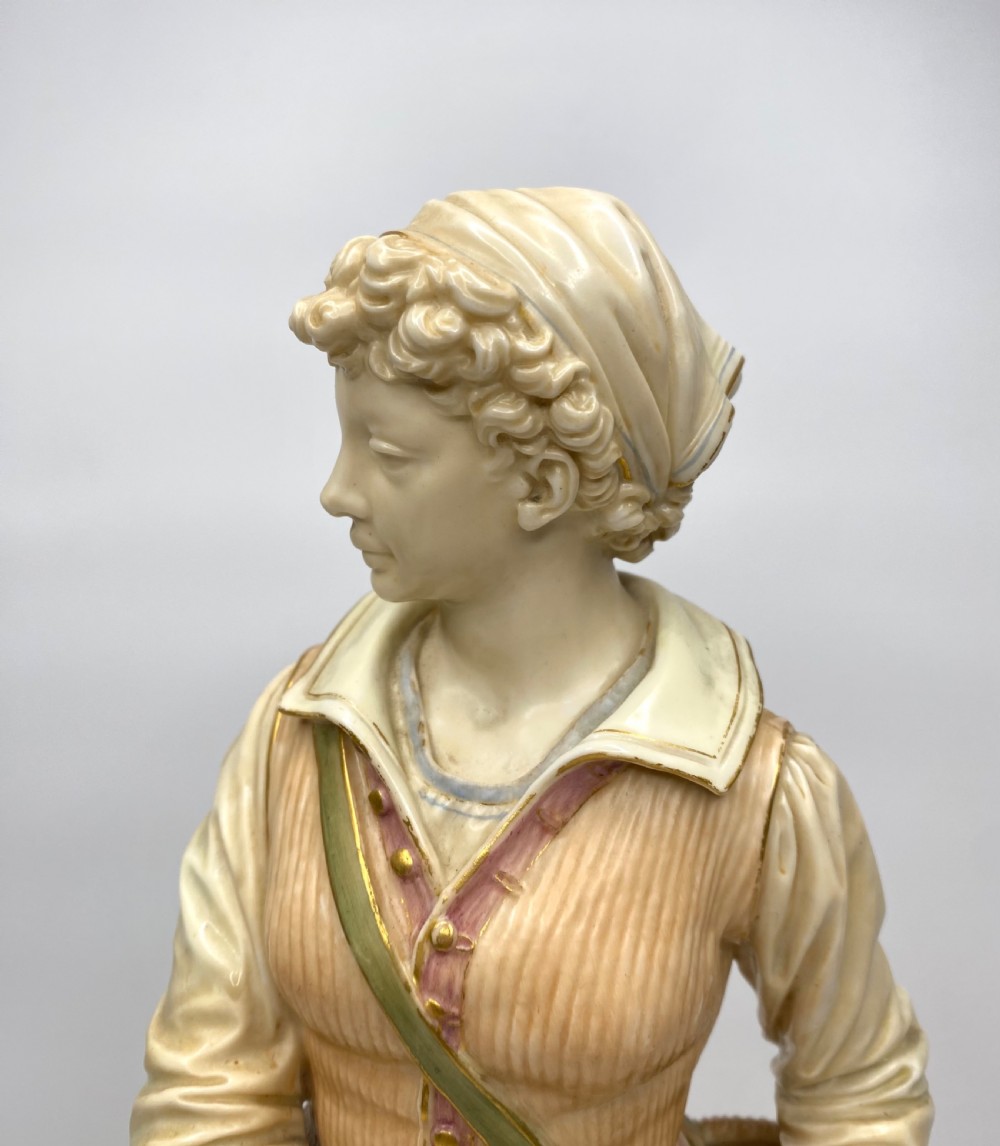Royal Worcester French fisher girl, James Hadley, d. 1888. View VIII