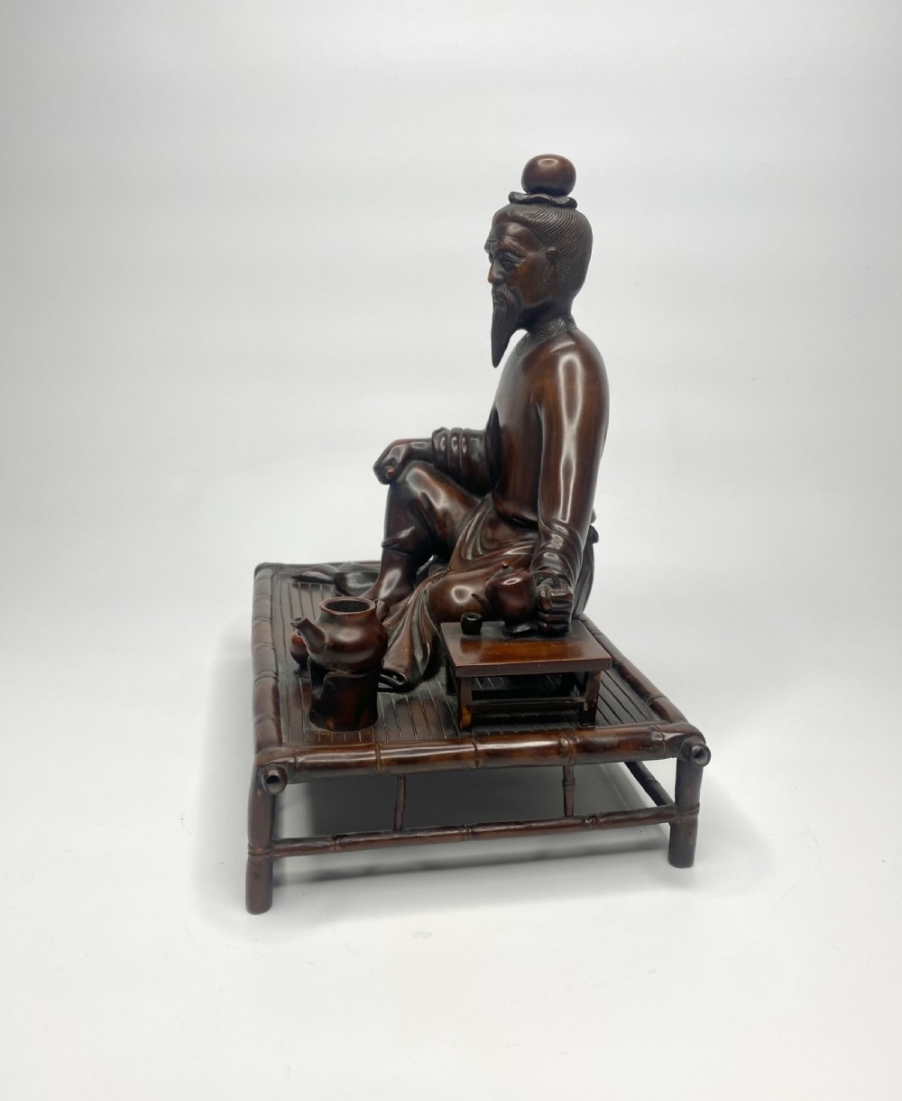 Chinese carved wood figure, c. 1880, Qing Dynasty. View II