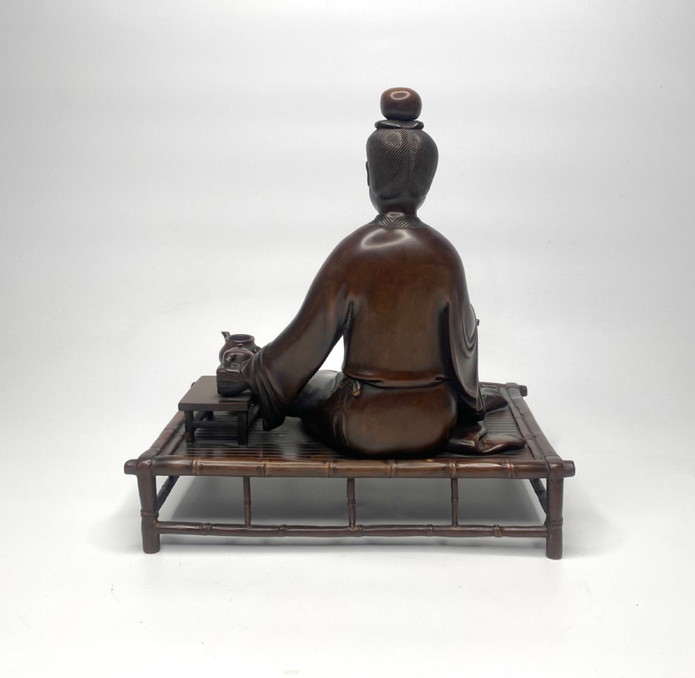 Chinese carved wood figure, c. 1880, Qing Dynasty. View III